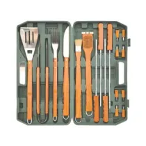 SET UTENSILI ACCIAIO INOX PER BARBECUE IN SET 18 PEZZI