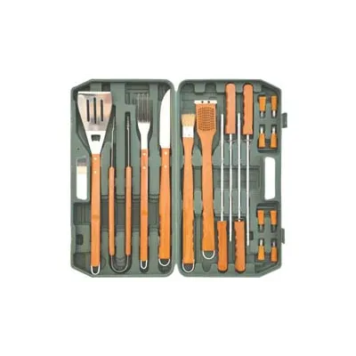 SET UTENSILI ACCIAIO INOX PER BARBECUE IN SET 18 PEZZI