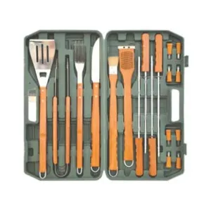SET UTENSILI ACCIAIO INOX PER BARBECUE IN SET 18 PEZZI