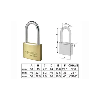 LUCCHETTO LOGO OTTONE ARCO LUNGO 21011