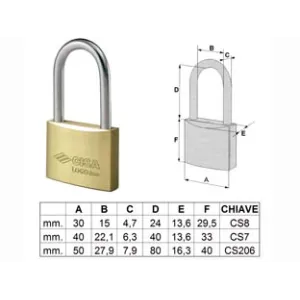 LUCCHETTO LOGO OTTONE ARCO LUNGO 21011