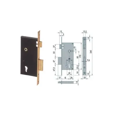 SERRATURA DA INFILARE A CILINDRO 2 MAND. BORDO QUADRO 5C110