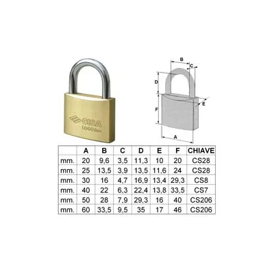 LUCCHETTO LOGO OTTONE ARCO NORMALE 21010