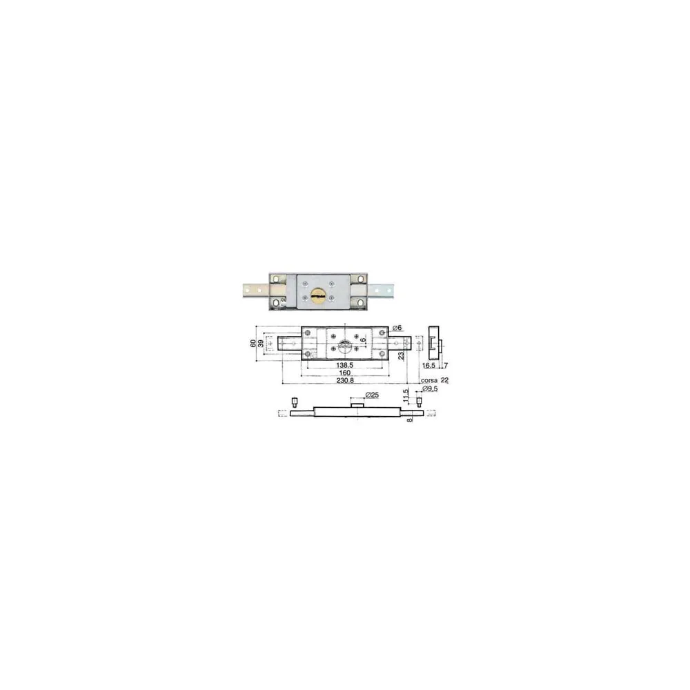 SERRATURA SERRANDA CENTRALE CILINDRO FISSO DOPPIA MAPPA 8601