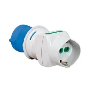 ADATTATORE INDUSTRIALE CON SPINA CEE IP44 E PRESE BIPASSO E SCHUKO