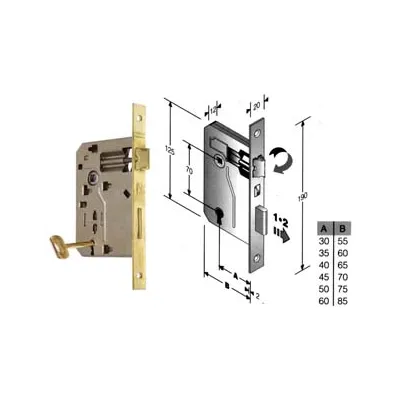 SERRATURA A BUSSOLA PATENT RIDOTTA DA INFILARE BORDO QUADRO OTTONATO