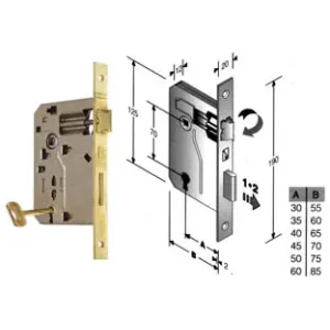 SERRATURA A BUSSOLA PATENT RIDOTTA DA INFILARE BORDO QUADRO OTTONATO