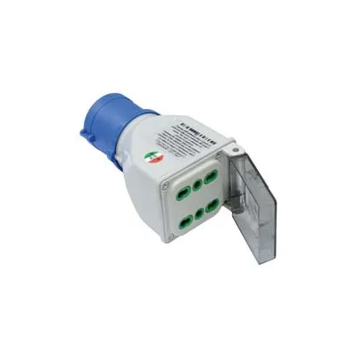ADATTATORE INDUSTRIALE CON SPINA CEE 309 IP44 E 2 PRESE BIPASSO