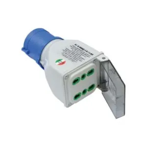 ADATTATORE INDUSTRIALE CON SPINA CEE 309 IP44 E 2 PRESE BIPASSO
