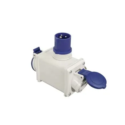 ADATTATORE INDUSTRIALE 220V CON SPINA CEE 309 IP44 E 2 PRESE 2P+T