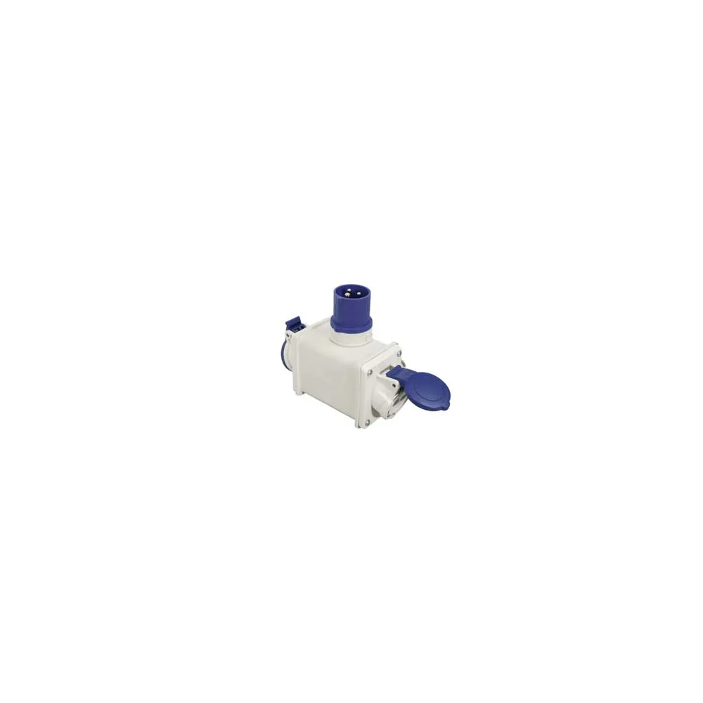 ADATTATORE INDUSTRIALE 220V CON SPINA CEE 309 IP44 E 2 PRESE 2P+T