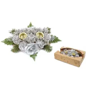 PORTA CANDELE A DUE POSTI COLORE ARGENTO