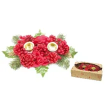PORTA CANDELE A DUE POSTI COLORE ROSSO