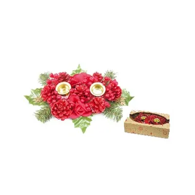 PORTA CANDELE A DUE POSTI COLORE ROSSO