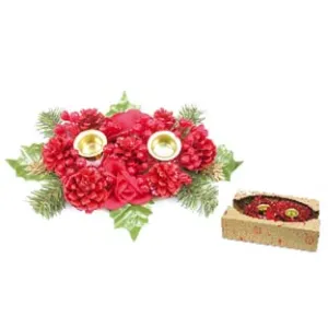 PORTA CANDELE A DUE POSTI COLORE ROSSO