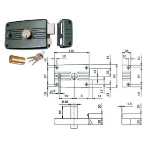 SERRATURA APPLICARE PORTE FERRO QUADRO CIL.FISSO C/ALETTA 481/482