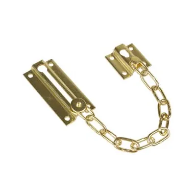 FERMAPORTE CON CATENA DI SICUREZZA IN ACCIAIO OTTONATO