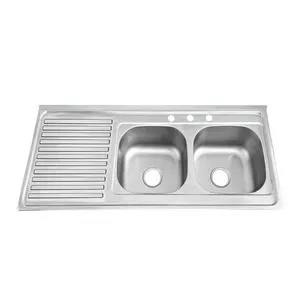 C LAVELLO APPOGGIO 120X50 2 VASCHE DX C/GOCCIOLAT SX