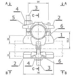 GIUNTO ORTOGONALE PER PONTEGGIO per tubo Ø 48 mm