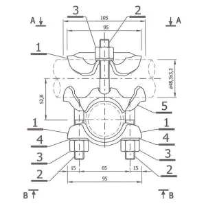 GIUNTO ORTOGONALE PER PONTEGGIO per tubo Ø 48 mm