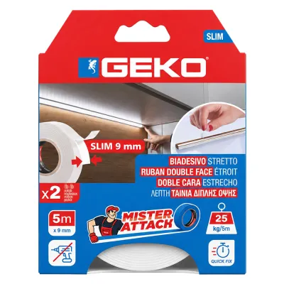 NASTRO BIADESIVO IN SCHIUMA 'MISTER ATTACH SLIM' mm 9 x mt. 5 - cf. 2 pezzi