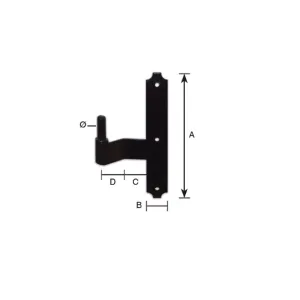 CARDINE A SBALZO DESTRO 180x30x18 mm Perno 12 mm (1 Pezzo)