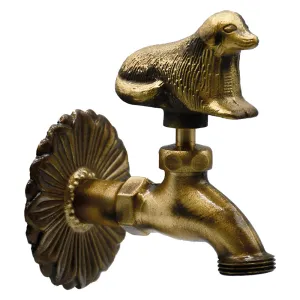 RUBINETTO ORNAMENTALE 'CANE' 1/2 con maniglia e rosone