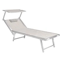LETTINO SPIAGGIA CON PARASOLE 'BUDELLI' singolo - cm. 188 x 67 x h.38 - colore tortora
