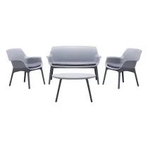 SET DA GIARDINO POLIPROPILENE 'LUXOR' grigio/antracite