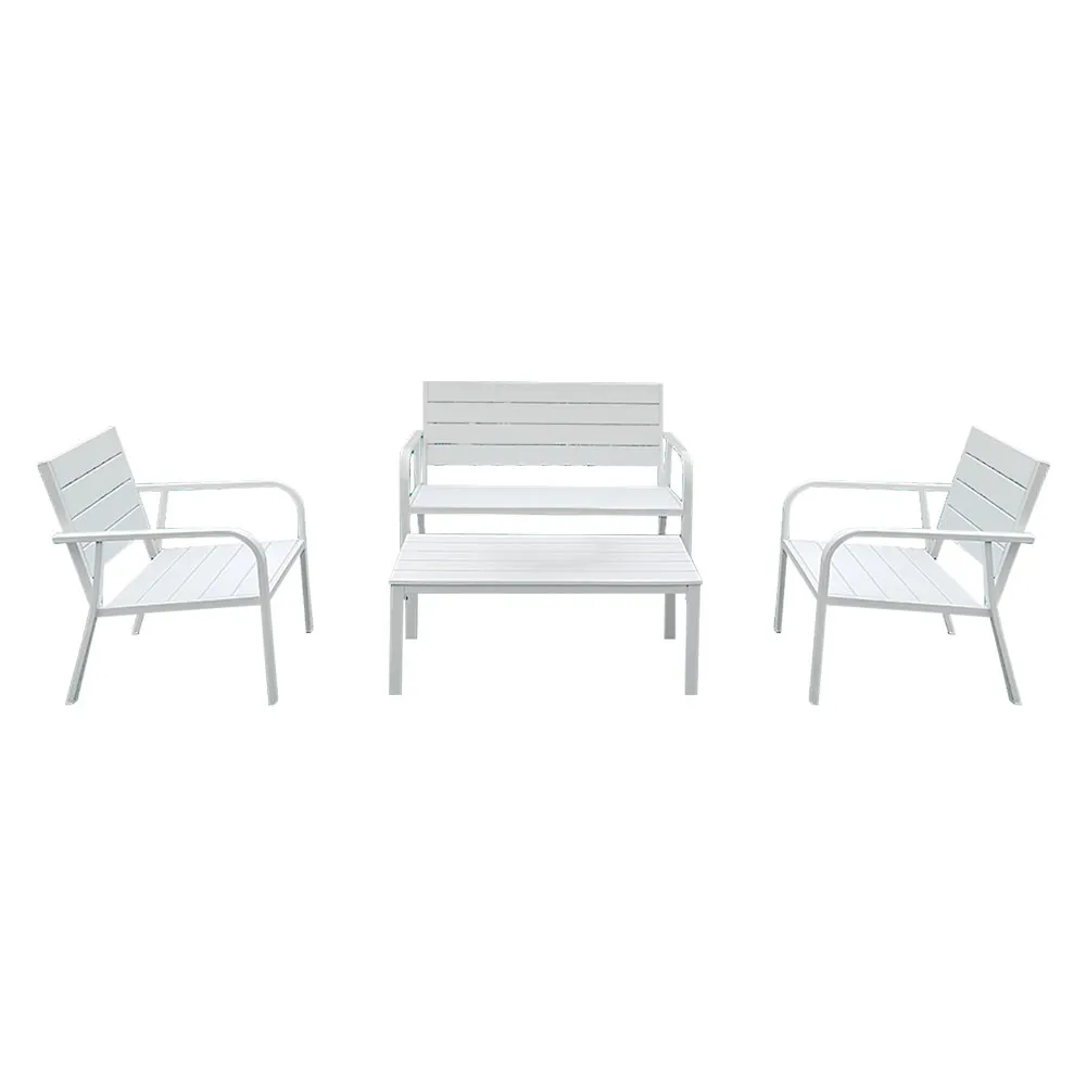 SET GIARDINO EFFETTO POLYWOOD 'ARBUS' colore bianco