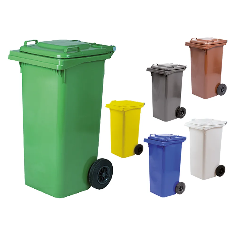 BIDONE IMMONDIZIA CARRELLATO Lt. 240 - cm 73 x 58 x 106 verde BIDONE IMMONDIZIA CARRELLATO Lt. 240 - cm 73 x 58 x 106 verde