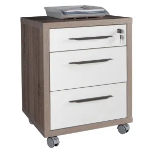 CASSETTIERA UFFICIO 3 CASSETTI LINEA 'CHANIA' cm. 45 x 48 x h.63 - rovere/bianco