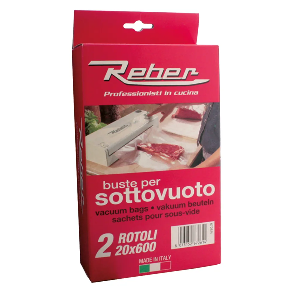 SACCHETTI A ROTOLI PER SOTTOVUOTO SCATOLATI N. 2 rotoli cm 30 x 6 mt SACCHETTI A ROTOLI PER SOTTOVUOTO SCATOLATI N. 2 rotoli cm 30 x 6 mt