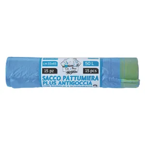 SACCHI PER NETTEZZA URBANA 'PLUS ANTIGOCCIA' cm 55x65 - rt.15 pz - celesti