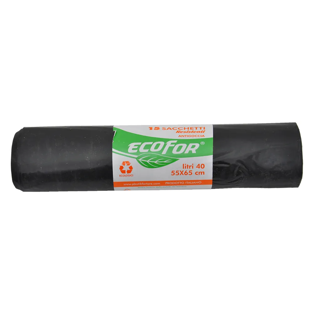 SACCHI PER NETTEZZA URBANA 'RESISTENTI' cm 55x65 - cf.15 pz - lt. 40 - neri SACCHI PER NETTEZZA URBANA 'RESISTENTI' cm 55x65 - cf.15 pz - lt. 40 - neri