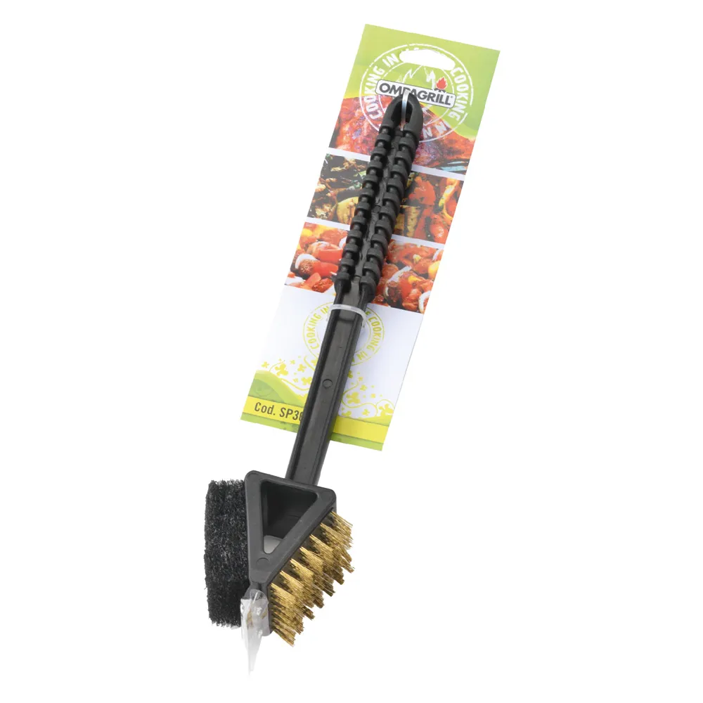 SPAZZOLA DOPPIA PER BARBECUE cm. 36 - fili color ottone SPAZZOLA DOPPIA PER BARBECUE cm. 36 - fili color ottone