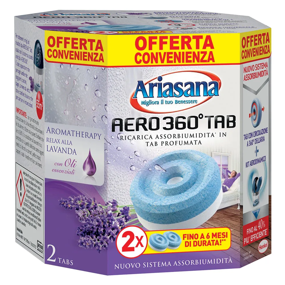 RICARICA ASSORBIUMIDITA' 'ARIASANA AERO 360° BIPAC bipack (2 x gr.450) inodore RICARICA ASSORBIUMIDITA' 'ARIASANA AERO 360° BIPAC bipack (2 x gr.450) inodore
