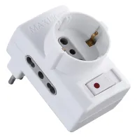 ADATTATORE TRIPLO CON PROTEZIONE SOVRACCARICO Spina 2P+T10A - art.70025