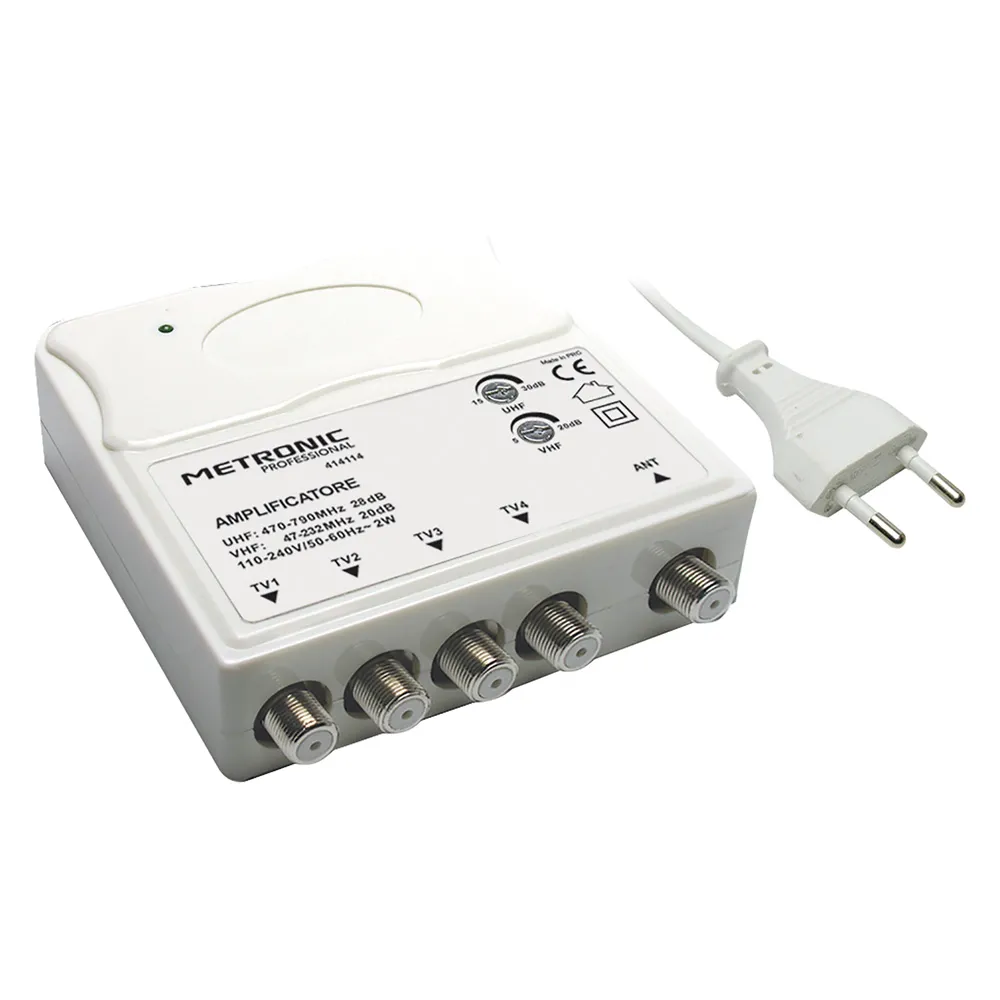 AMPLIFICATORE INTERNO 1 IN/4 OUT 1 ingresso UHF/VHF - 4 uscite TV AMPLIFICATORE INTERNO 1 IN/4 OUT 1 ingresso UHF/VHF - 4 uscite TV