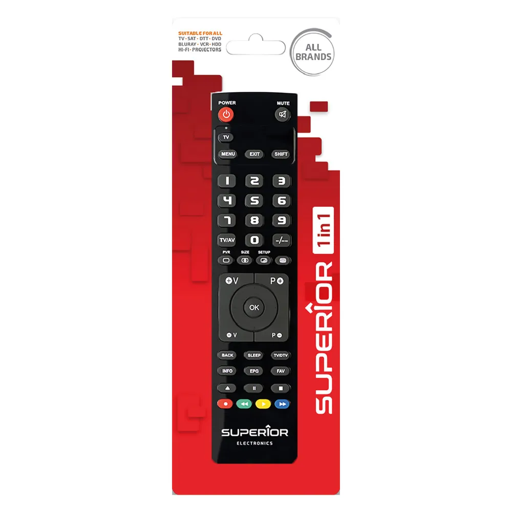 TELECOMANDO COMPATIBILE PER TV 'SLIM' 2 in 1 controllo 2 dispositivi TELECOMANDO COMPATIBILE PER TV 'SLIM' 2 in 1 controllo 2 dispositivi