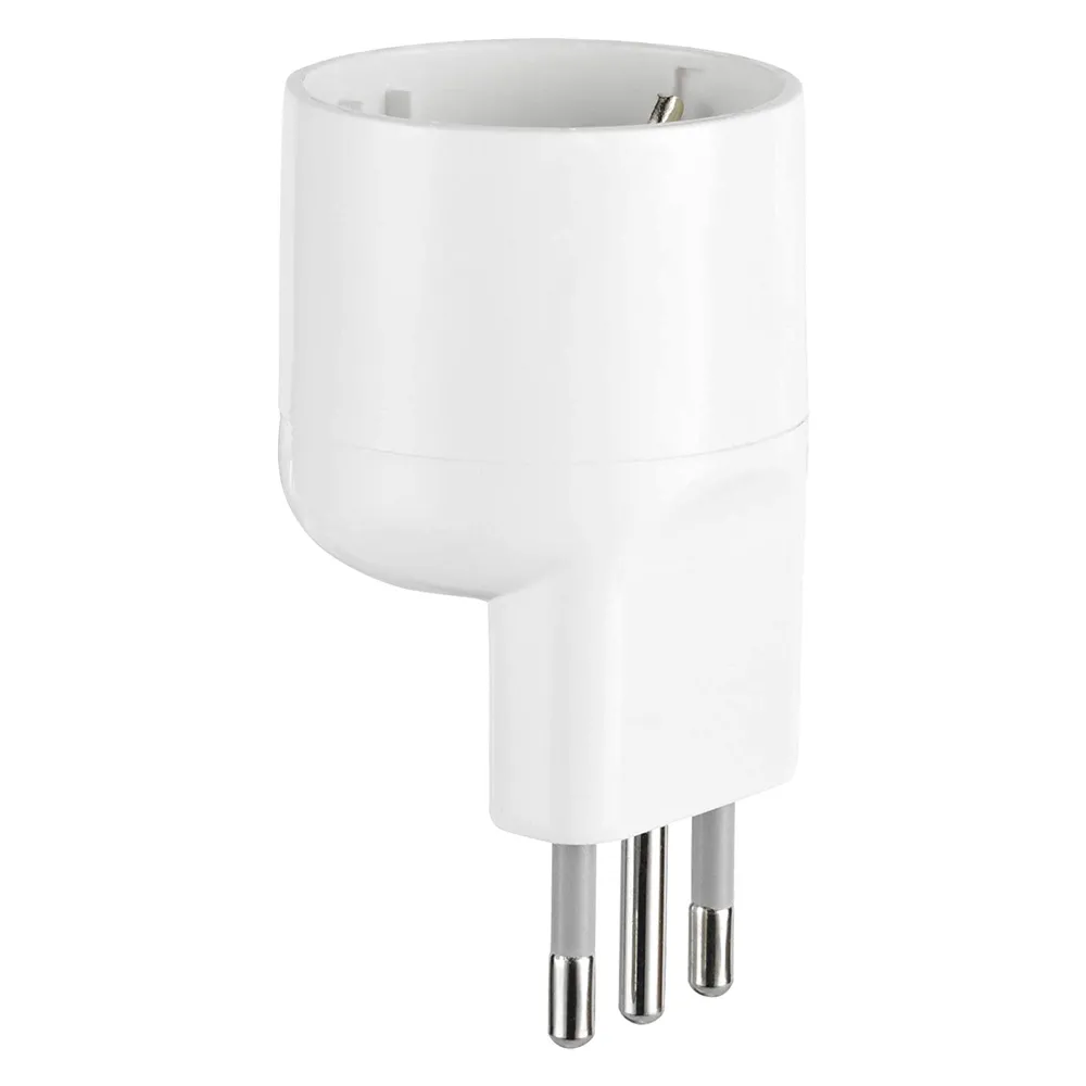 ADATTATORE SINGOLO SPINA ASIMMETRICA 'SALVASPAZIO' spina 2P + T 10A bianco - art.71020 ADATTATORE SINGOLO SPINA ASIMMETRICA 'SALVASPAZIO' spina 2P + T 10A bianco - art.71020
