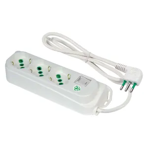 MULTIPRESA CON INTERRUTTORE 'ECO RELIFE' 4 uscite / spina 2P+T 10A - bianca