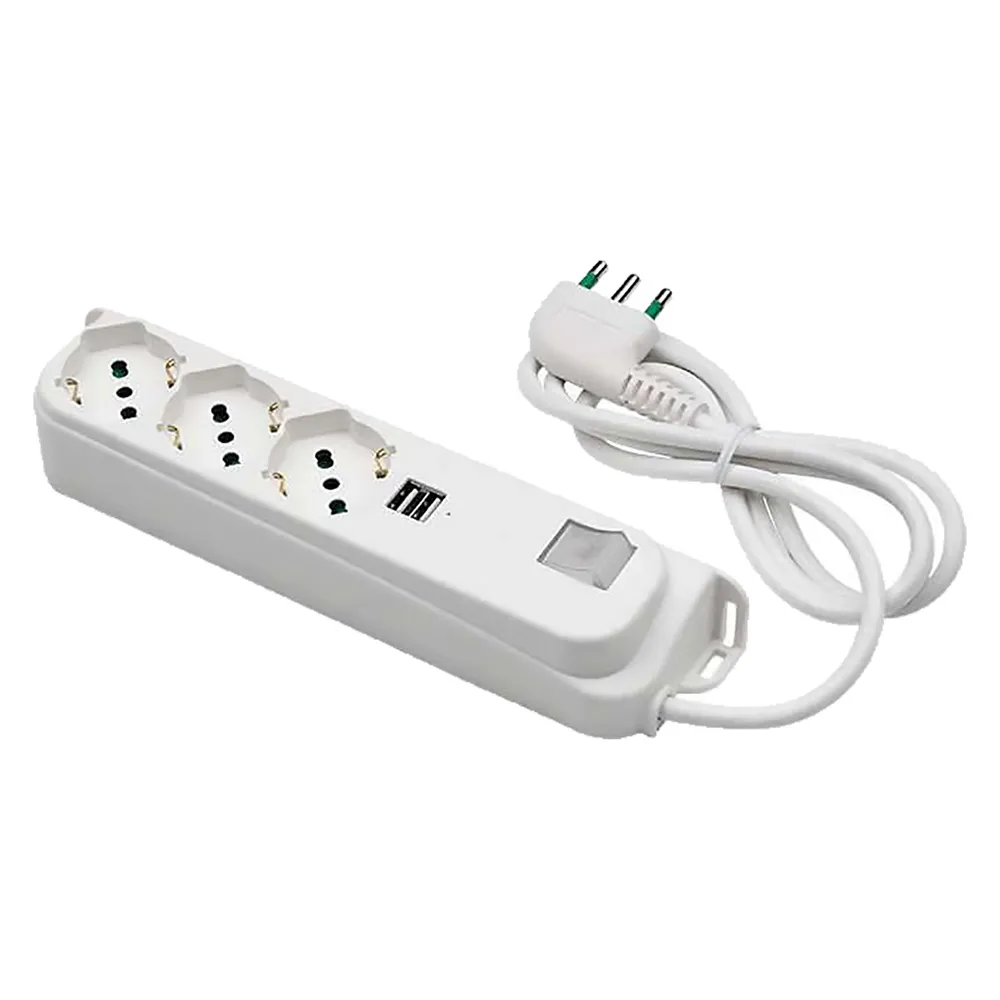 MULTIPRESA CON INTERRUTTORE + USB 3 usc. / sp.2P+T 16A + 2 usb 2 MULTIPRESA CON INTERRUTTORE + USB 3 usc. / sp.2P+T 16A + 2 usb 2