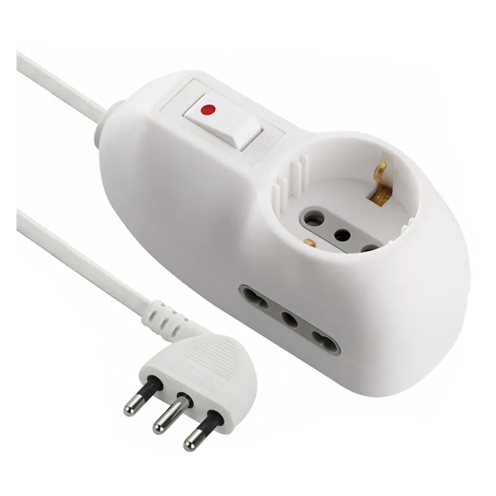 MULTIPRESA CON INTERRUTTORE 1 Schuko + 2 Bival.10/16A - 62023 MULTIPRESA CON INTERRUTTORE 1 Schuko + 2 Bival.10/16A - 62023