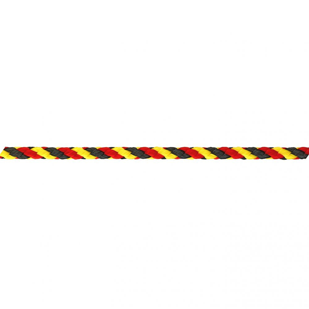 Corda in polipropilene Ø 6 mm. 55 mt. - nero-rosso-giallo. Al metro