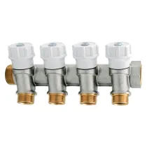 COLLETTORE CON RUBINETTO D'ARRESTO 2 vie COLLETTORE CON RUBINETTO D'ARRESTO 2 vie