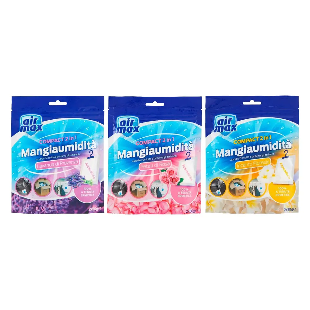 ASSORBIUMIDITA' IN BUSTA APPENDIBILE 'COMPACT' 2 buste x 50 gr. - fragranze miste ASSORBIUMIDITA' IN BUSTA APPENDIBILE 'COMPACT' 2 buste x 50 gr. - fragranze miste