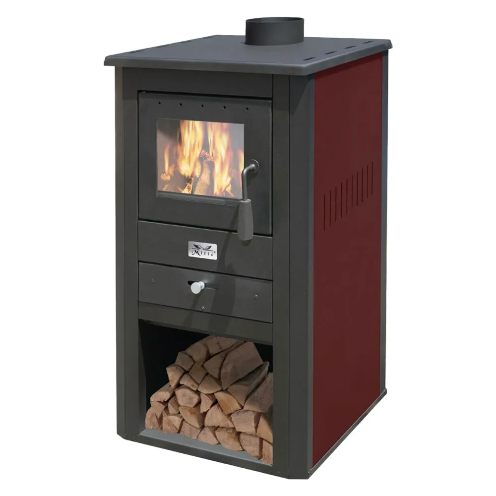 STUFA A LEGNA 'PALLADE' 13 kW - colore nero/bordeaux STUFA A LEGNA 'PALLADE' 13 kW - colore nero/bordeaux