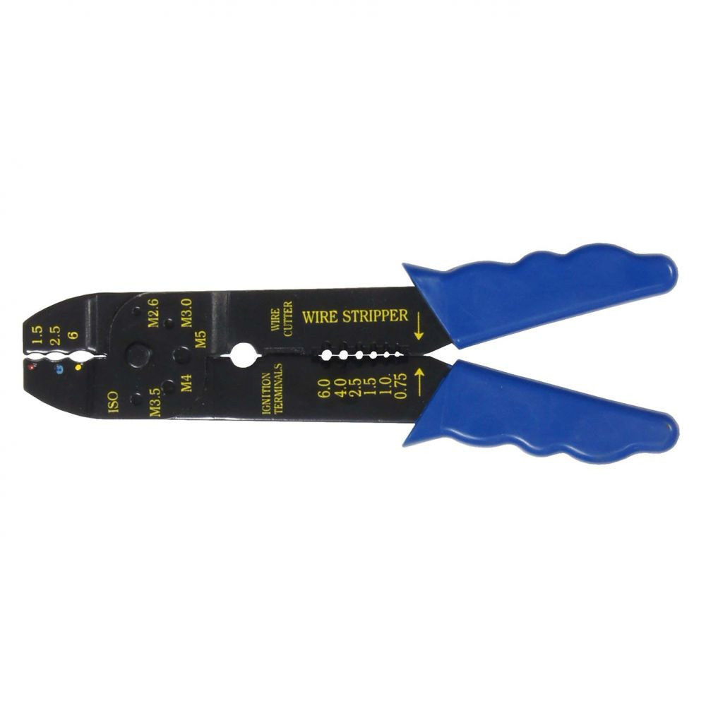 INSULATED TERMINAL CRIMPING PLIERS WITH PLASTIC HANDLE - 210mm