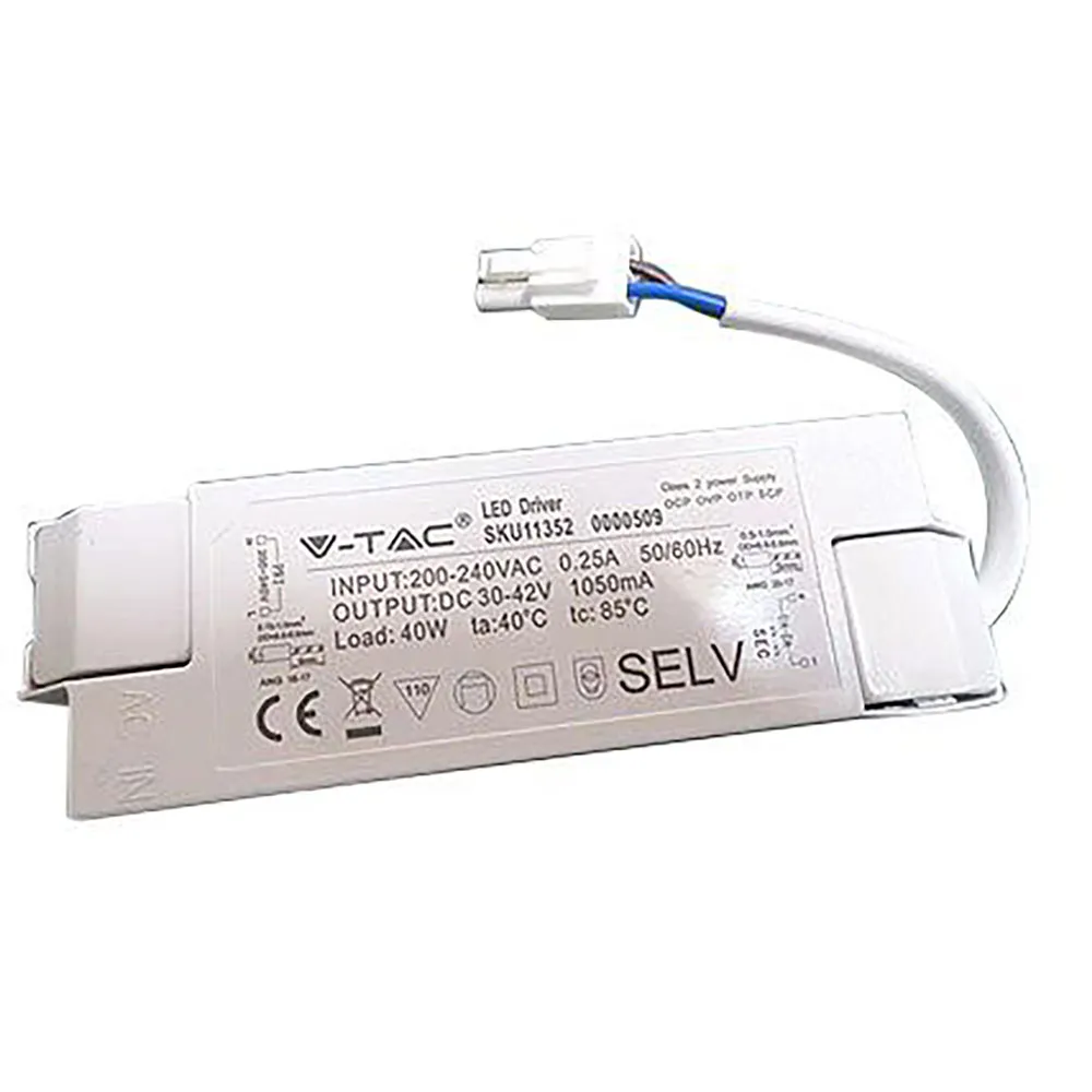 ALIMENTATORE PER PANNELLI LED 40W - AC:200-240V - 1050 mA (IP20) ALIMENTATORE PER PANNELLI LED 40W - AC:200-240V - 1050 mA (IP20)